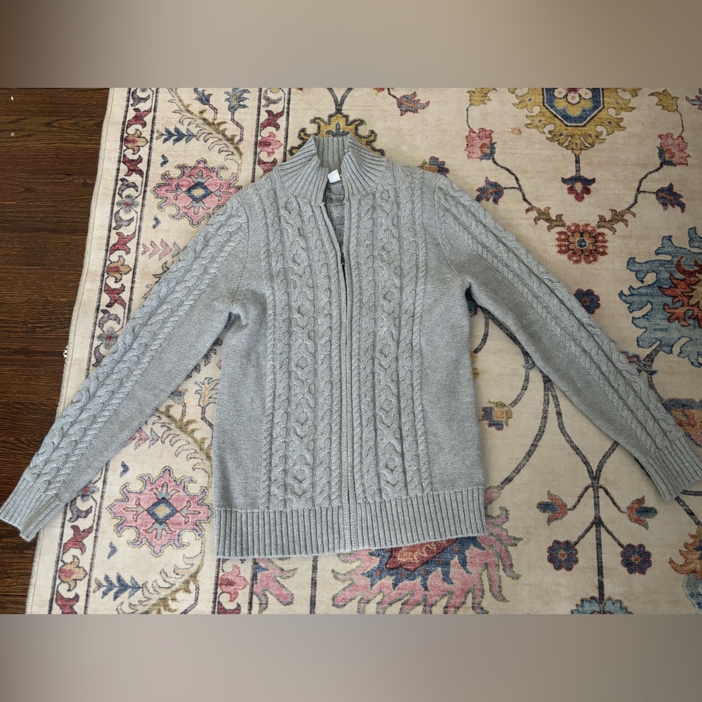 L.L. Bean Light Gray Ribbed Sweater